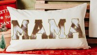mama throw pillow for bed, cowhide lumbar pillow for chair, western decor for bedroom, cowboy baby shower gifts for mom to be, cow gifts for