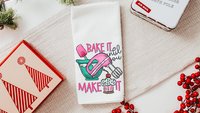I bake because punching people is frowned upon towels, baking bridal shower kitchen gifts, funny baking kitchen towels, baker gift for women