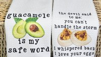 deviled eggs funny kitchen towels, guacamole gift, sassy gifts, safe word kitchen hand towels, smut reader gift, trendy Mothers day gifts