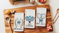personalized cute tennis kitchen towel for Spring, tennis coquette kitchen decor, tennis gifts for women, tennis player gifts, girly sports
