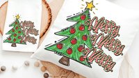 merry merry merry Christmas throw pillows for sofa, cute Christmas tree Christmas kitchen towels, fun Christmas hostess gifts for women