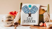 day drinker pickleball kitchen towels for summer, dinks and drinks funny kitchen hand towels for girlfriends, pickleball gifts for women
