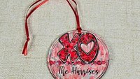 personalized xo Valentines ornaments for small tree, cute Valentines family name ornament 2027, hugs and kisses Valentines gifts for couple