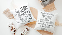 hope anchors the soul Bible verse throw pillows for bed, may the God of hope Romans 15 13 scripture pillow covers 18 x 18, his and hers gift