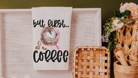 but first coffee kitchen towels for friends, coffee lover gifts for her, cute Valentines hand towels for bathroom, Galentines day gifts for