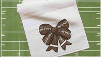 personalized football coquette bow football rally towel, custom game day football bow sports towel with name, cute football mom gifts, cheer