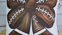 personalized football coquette bow football throw pillows for bed cute football mom gift set for women, football bow kitchen towels for gift