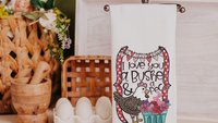 I love you a bushel and a peck Valentines day kitchen towels, cute Valentines gift for her from mom, Valentines Day chicken hand towels for