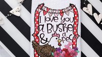 I love you a bushel and a peck Valentines day kitchen towels, cute Valentines gift for her from mom, Valentines Day chicken hand towels for