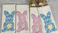 pink Easter bunny hand towels for bathroom blue Easter rabbit kitchen towels for decor, Easter basket stuffers for adults, Easter kitchen