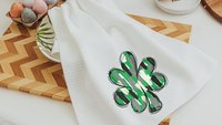 four leaf clover St Patricks day kitchen towel handmade, brushstroke shamrock hand towels for bathroom, Irish gifts for women, St Pattys day