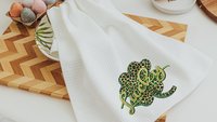 leopard print shamrock kitchen towels handmade, lucky clover St Patricks day hand towels for bathroom, Irish gifts for women, St Pattys day
