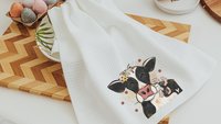 floral cow hand towels for bathroom, cute cow gifts for cow lovers, farm kitchen towels for daughter, spring kitchen gift for friend, best