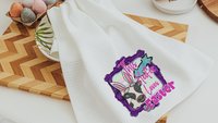 this heifer funny Easter kitchen towels for decor, Easter bunny cow hand towels for bathroom, cute cow gifts for cow lovers, Easter gifts