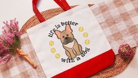 life is better with dogs French bulldog tote bag for women, Frenchie mom gift, French bulldog gifts for her, reusable shopping bag, cute dog