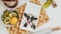 floral cow hand towels for bathroom, cute cow gifts for cow lovers, farm kitchen towels for daughter, spring kitchen gift for friend, best