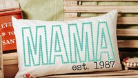 mama established lumbar decorative bed pillow, mama est 2026 gifts, mom to be 30th birthday gift for her, mint green mom throw pillow for