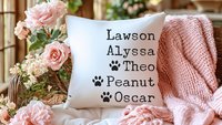 personalized family names throw pillow for couch, pet name pillow, unique wedding gifts for couple, cat parents gift, modern farmhouse decor