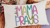 this mama prays lumbar pillow for bed, cute Christian throw pillows for couch, rocking chair pillow, unique gifts for Mothers day gifts for