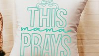 this mama prays throw pillow for bed, cute Christian throw pillows for couch, trendy Mothers day gifts for step mom, unique gift for new mom