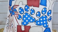 paw print party in the USA throw pillows for couch, dog mom gift, red white and blue 4th of July decor front porch pillows, patriotic gifts