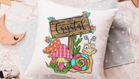 personalized whimsical mushroom nursery throw pillows for reading nook, snail decor kids room decor, Spring decor for home, cute mushroom