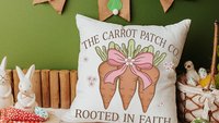 rooted in faith Christian kitchen towels for gifts, carrot patch gardener gifts for women, cute Spring decorative hand towels for guest bath