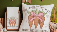 rooted in faith Christian kitchen towels for gifts, carrot patch gardener gifts for women, cute Spring decorative hand towels for guest bath