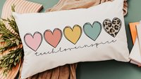 teach love inspire lumbar decorative accent pillow for couch, thank you gifts for colleagues, cute classroom decor preschool teacher gifts