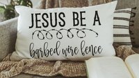 Jesus be a fence religious throw pillow cover 12x20, Christian Christmas gifts for women, faith pillow for bed, Christian decor for home