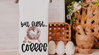 but first coffee kitchen towels for friends, coffee lover gifts for her, cute Valentines hand towels for bathroom, Galentines day gifts for