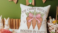 rooted in faith Christian kitchen towels for gifts, carrot patch gardener gifts for women, cute Spring decorative hand towels for guest bath
