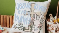 Jesus loves every bunny Easter kitchen towels for mom, Christian Easter basket stuffers for women, Easter bunny decorative hand towels for