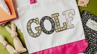 black leopard print cute golf tote bag for vacation, golf mom Mothers day gifts for golfers, golf tournament travel tote for women, golfing