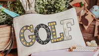 black leopard print golf bag accessory holder, marquee letters golf makeup bags for purse, golf mom Mothers day gifts for golfers, cute golf