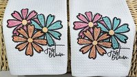 just bloom floral kitchen towels for cooks, colorful daisy kitchen dish towels, plant mom gift, cute flower hand towels for powder room