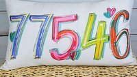 custom zip code lumbar pillow for bed, colorful throw pillow dorm decor for college girls, moving away gift for best friend, college dorm