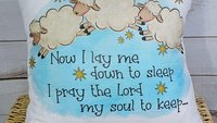 now I lay me down to sleep bedtime prayer throw pillow for kids, Christian nursery decor, baptism gift for grandson, christening gifts for