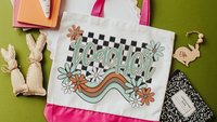 retro teacher tote bag for school, groovy teacher appreciation week gifts for women, reusable shopping bag, cute teacher gifts for coworkers