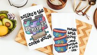 cookie dough kitchen towel for Mom, whimsical kitchen decor, made with love funny baking gifts for women, cookie kitchen linens, rolling in