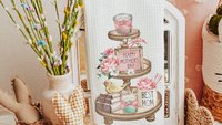 happy Mothers Day kitchen finds, blush pink kitchen towel for Mom, tier tray kitchen decor, best mom Mothers day gifts from kids, floral