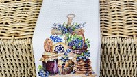 blueberry kitchen towels for Mom, summer kitchen tea towels for friends, cottage kitchen decor, Maine blueberries towel, guest bathroom hand
