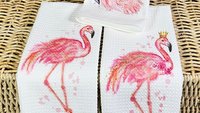 queen flamingo kitchen towel pink flamingo hand towels for bathroom, floral flamingo bridal shower kitchen gifts, cute gifts for best friend