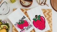 tis so sweet to trust in Jesus hand towels for kitchen Christian gifts for best friend, strawberry kitchen decor, faith gifts for her, cute