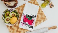 tis so sweet to trust in Jesus hand towels for kitchen Christian gifts for best friend, strawberry kitchen decor, faith gifts for her, cute