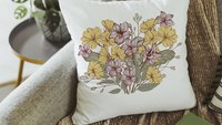 purple violet throw pillow for couch floral decorative pillows for sofa, February birthday kitchen towels, February birth flower gifts for