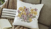 purple violet throw pillow for couch floral decorative pillows for sofa, February birthday kitchen towels, February birth flower gifts for