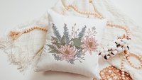 water lily & larkspur flower throw pillow for bed, July kitchen towels, July birth month flower gift for Mom, July birthday gifts for her