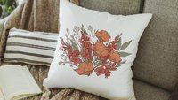 red poppy & gladiolus flower throw pillow for bed, August birthday kitchen towels, August birth month flower gifts for her, best friend