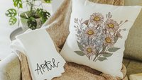 sweet pea throw pillows for couch boho daisy gifts for women, April birth flower gifts for friends, April kitchen towels for gifts, best